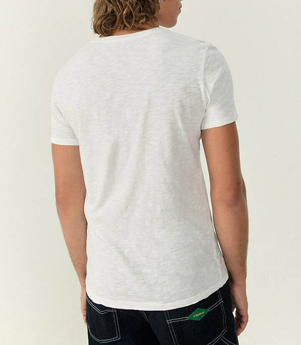 Bysapick Men's Short Sleeve Round Neck T-Shirt White American Vintage