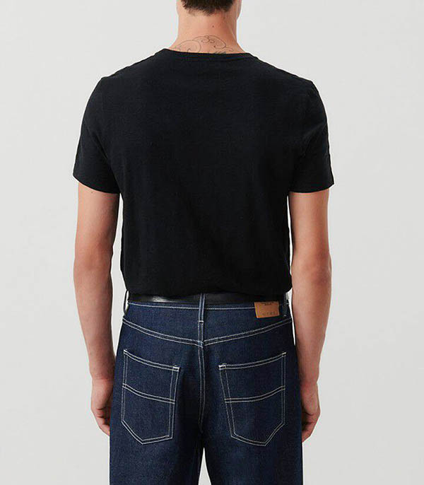 Bysapick Men's Short Sleeve Round Neck T-Shirt Black American Vintage