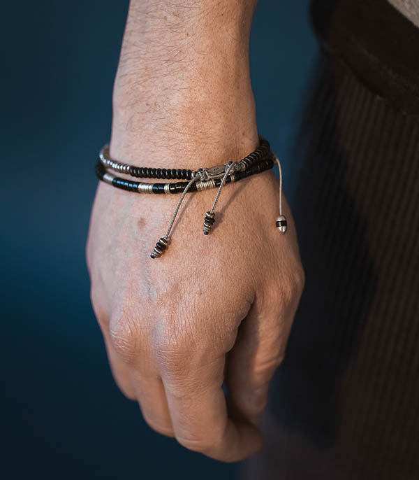 Bracelet Lazuli Argent et Gemmes Onyx M.Cohen by Maor
