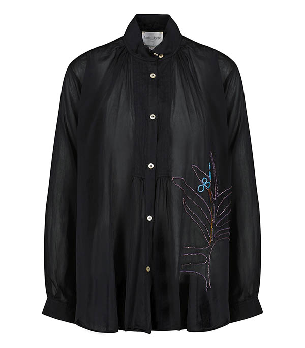 Black embroidered shirt Forte Forte