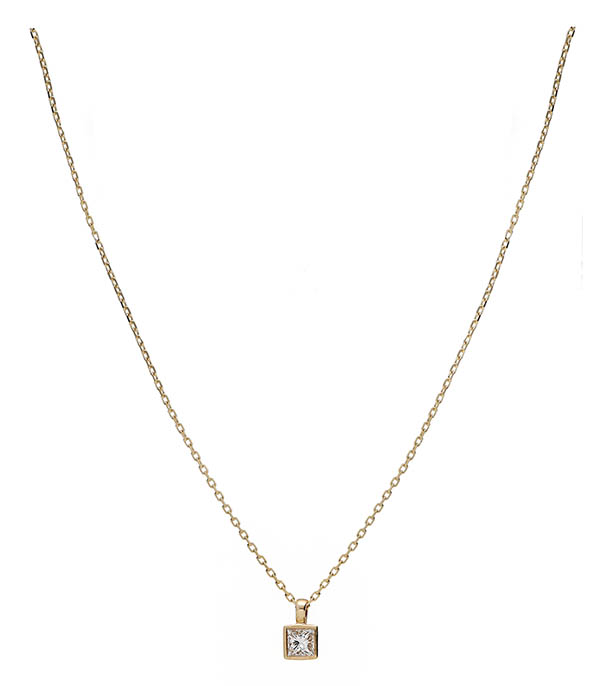 Forçat necklace with square princess diamond in yellow gold And... Paris