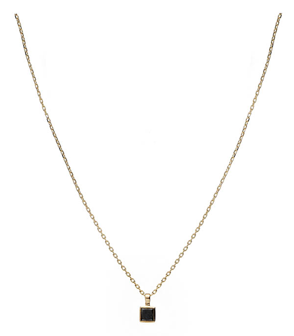 Forçat necklace with square princess black diamond in yellow gold And... Paris