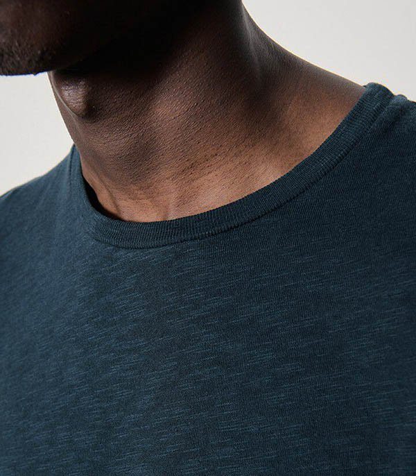 Men's short-sleeved round-neck tee-shirt Bysapick Pétrole American Vintage
