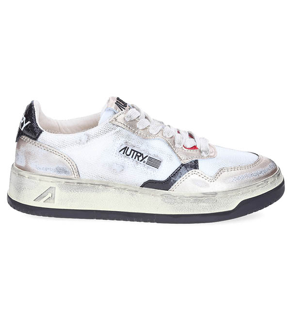 Sneakers Medalist Low Super Vintage in Mesh and Suede White and Gold Autry