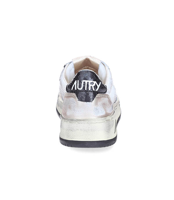 Sneakers Medalist Low Super Vintage in Mesh and Suede White and Gold Autry