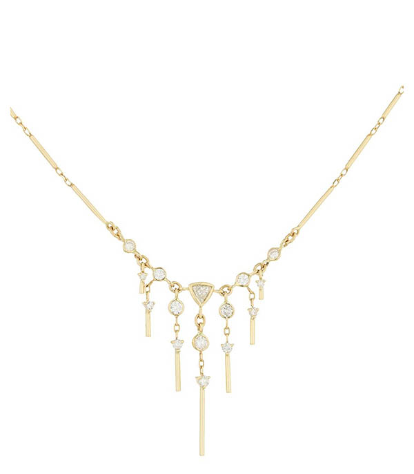 Collier en or Dream Maker triangle et diamants pendants Céline Daoust