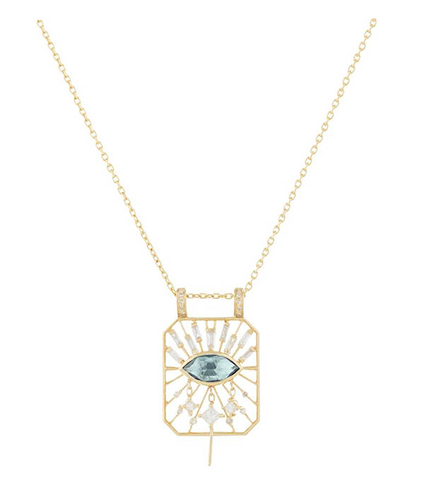 Collier chaîne en or aigue-marine Céline Daoust