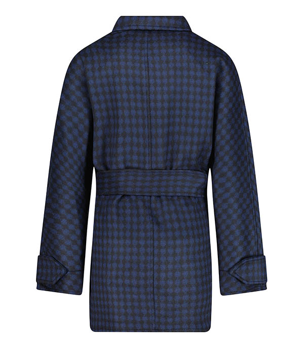 Carter Black/Blue Wool Belted Short Coat Margaux Lonnberg