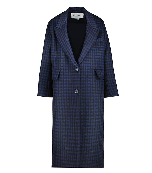 Berry Long Coat in Black/Blue Wool Margaux Lonnberg