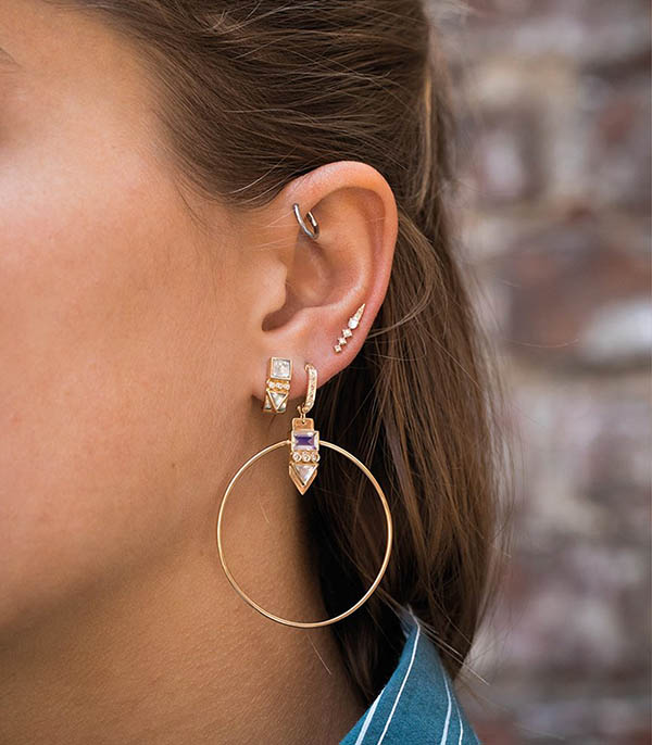 Moonstone and diamond earring Céline Daoust