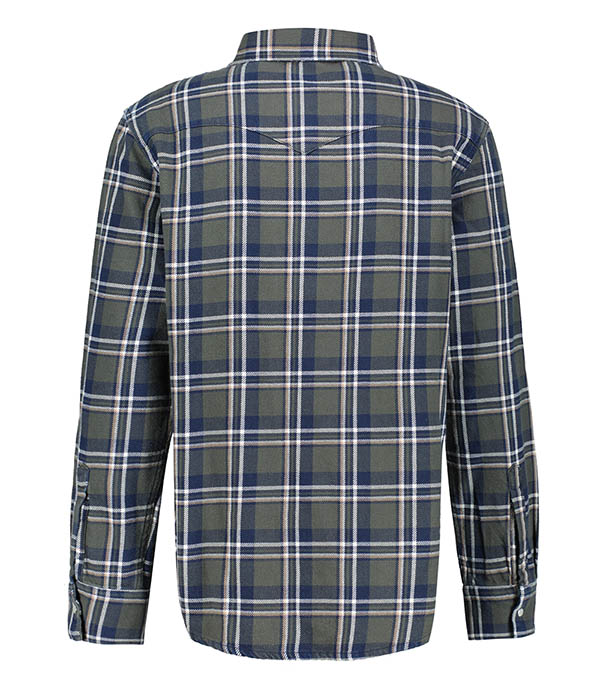Men's Shirt Long Sleeve Checkered Khaki/Green Nine in the Morning