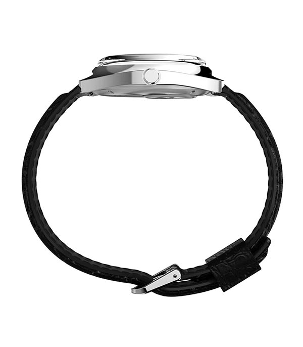 Q Dress 1978 black crocodile strap watch Timex