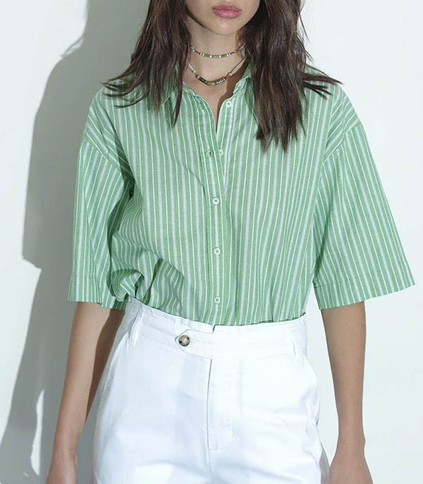 Gracie Matcha Stripe shirt Xirena