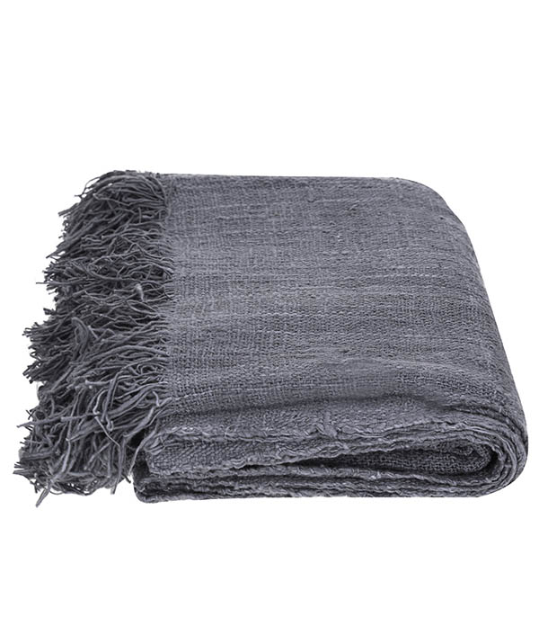 Dark Grey Recycled Cotton Sofa Throw Originalhome