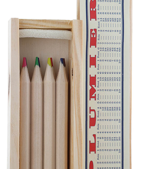 Wooden pencil box 8 Pencils color Marc Vidal