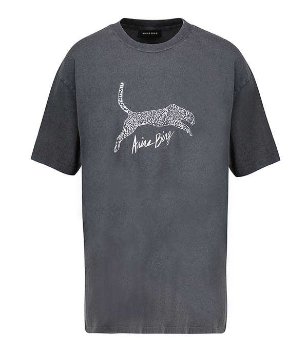 Walker Spotted Leopard Washed Black T-shirt Anine Bing - Size M