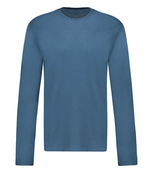 Men's long-sleeved cotton and cashmere tee-shirt in ink Majestic Filatures