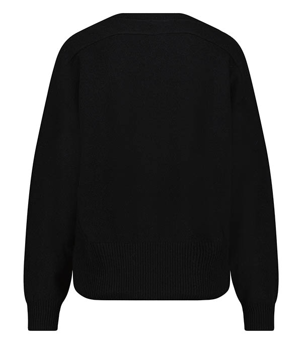 V-neck Long Sleeve Sweater Black Majestic Filatures