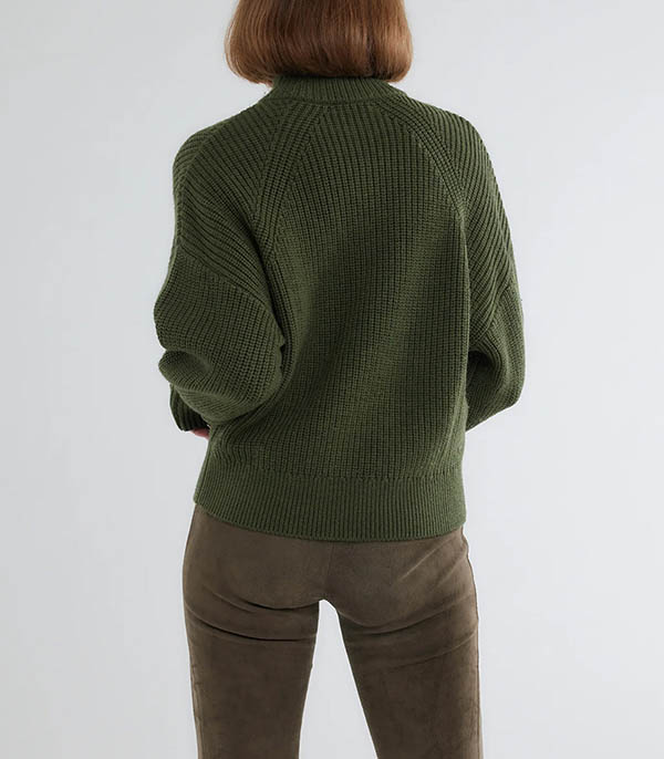 Khaki Camper Collar Sweater Majestic Filatures