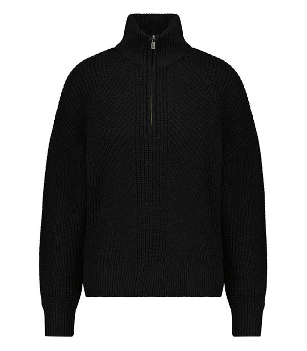 Pull Col Camionneur Noir Majestic Filatures