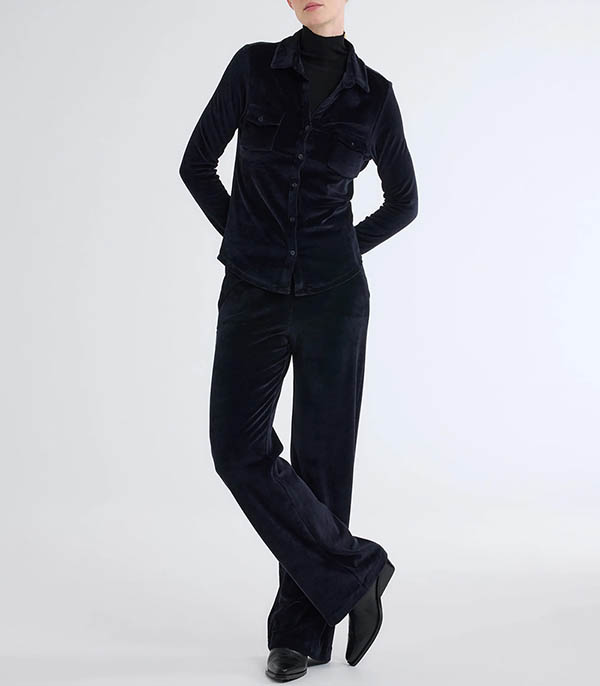 Navy Velvet Terry Shirt Majestic Filatures