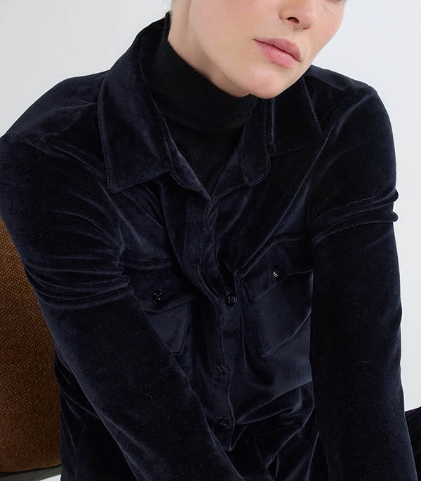 Navy Velvet Terry Shirt Majestic Filatures