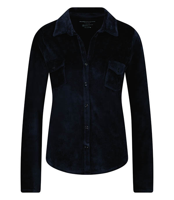 Navy Velvet Terry Shirt Majestic Filatures