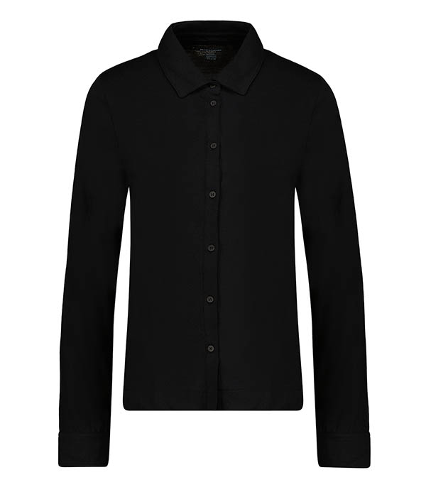 Black Cotton Long Sleeve Shirt Majestic Filatures