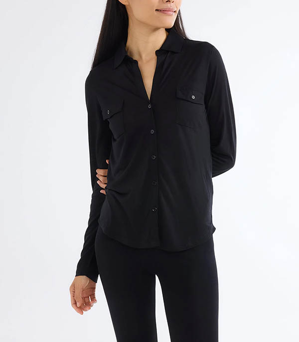 Black long-sleeved shirt Majestic Filatures