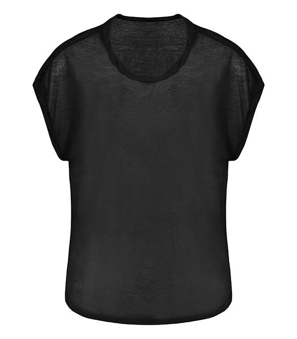 Tee-shirt Col Rond Sans Manches Noir Majestic Filatures