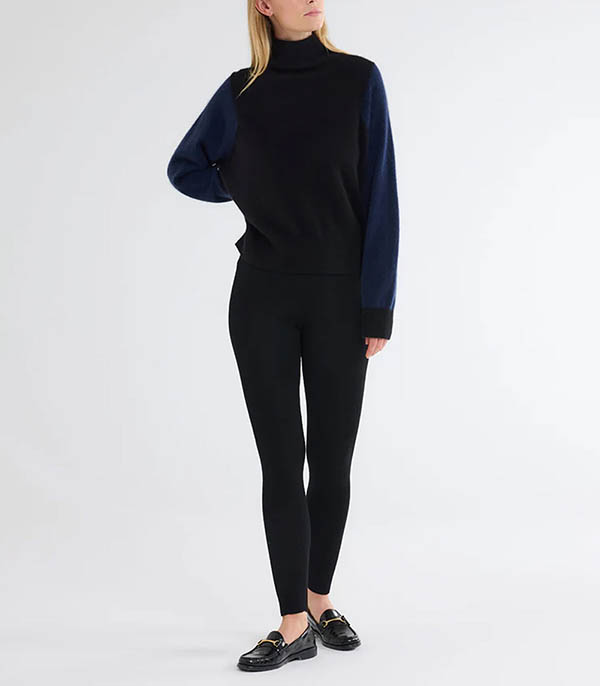 Black / Navy Two-tone Turtleneck Sweater Majestic Filatures