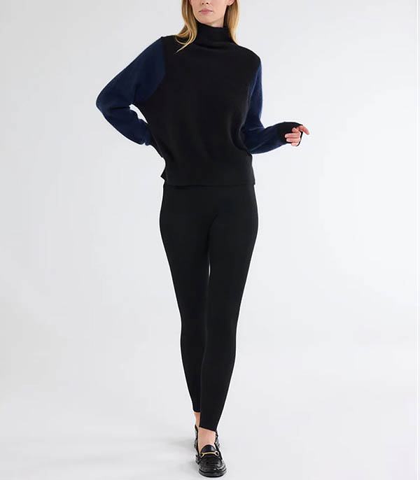 Black / Navy Two-tone Turtleneck Sweater Majestic Filatures