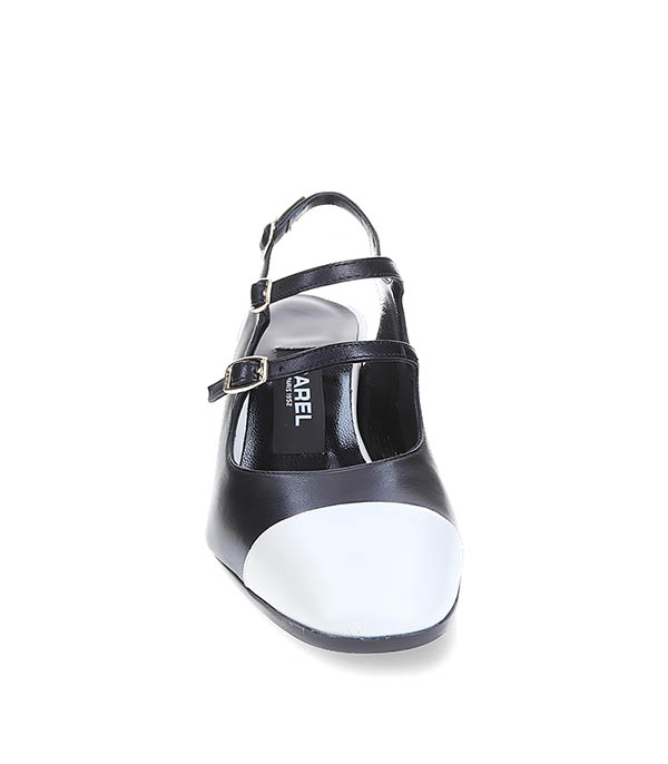 Papaya Slingback Babies in Black / Beige Leather Carel Paris