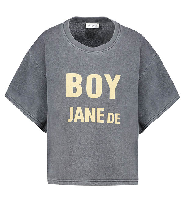 Sweat-shirt Crop Boy Jane De Imprimé Carbone Vintage American Vintage
