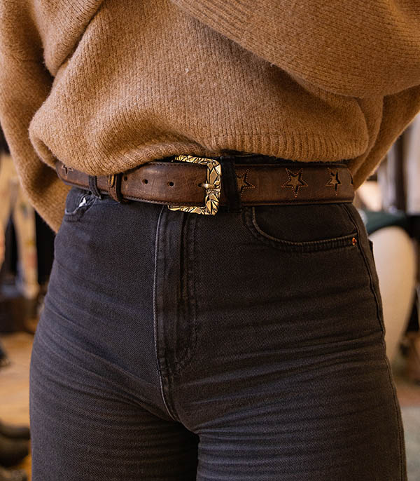 Star Brass brown leather belt Mexicana