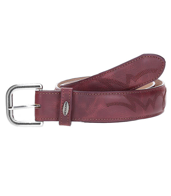 Fury Cherry Red Leather Belt Mexicana