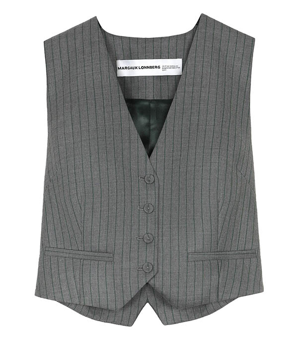 Dee Green Stripes sleeveless cardigan Margaux Lonnberg