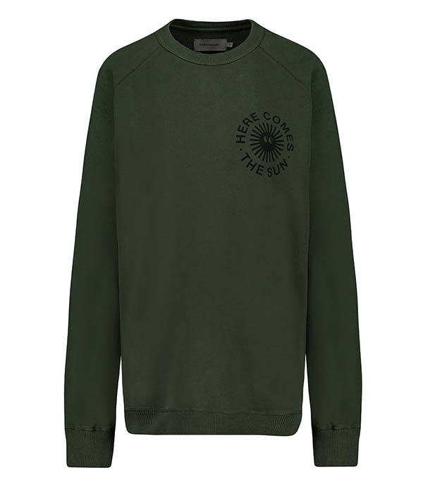 Happy Sun Dark Green sweatshirt Thinking Mu