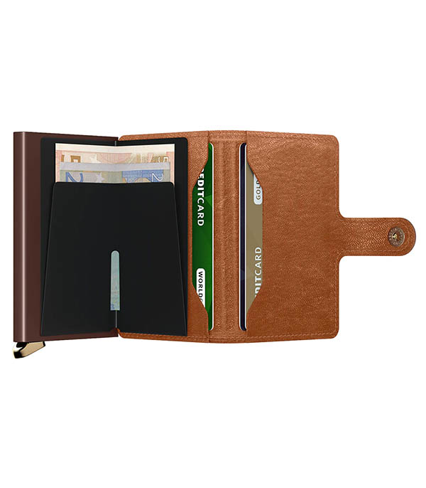 Premium Miniwallet Emboss Lines Cognac card case Secrid
