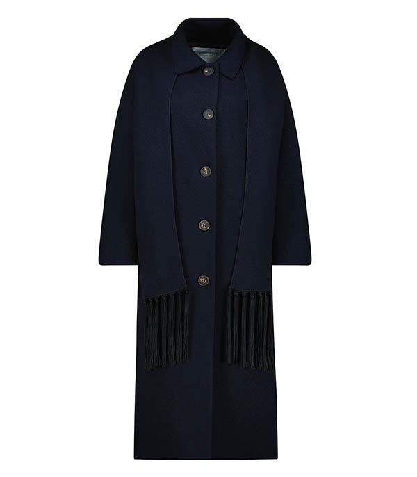 Long Wool Coat Cloth Removable Scarf Forte Forte