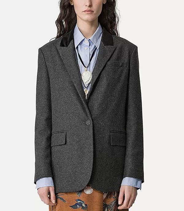 Cloth Velvet Wool Blazer Rever Antracite Forte Forte