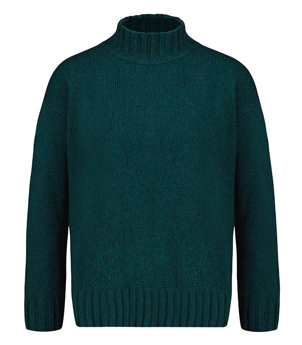 Turtleneck sweater with slits Dolcevita Verde Roberto Collina