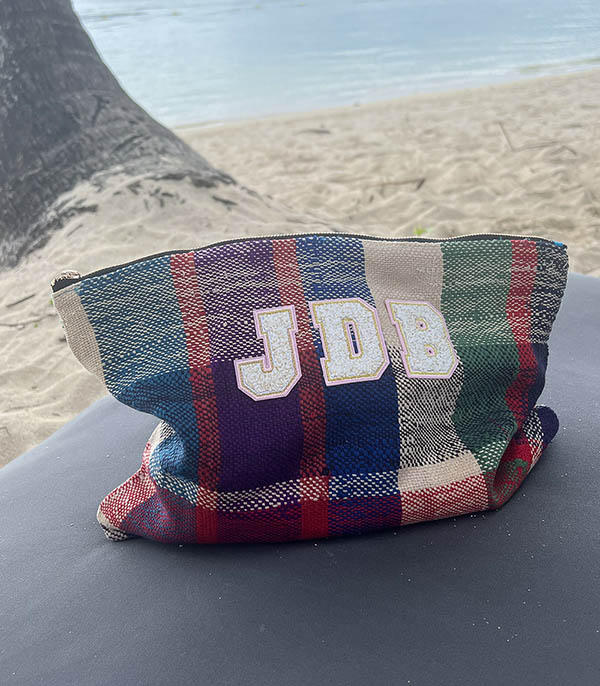 JDB Clutch Bag Tartan Letters Bouclette Maud Fourier Paris