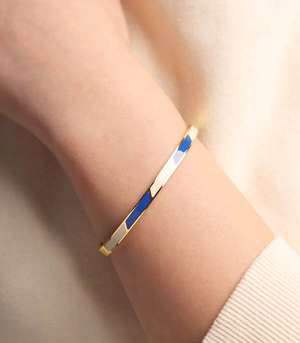 Bracelet Stripes Cobalt White Design Letters