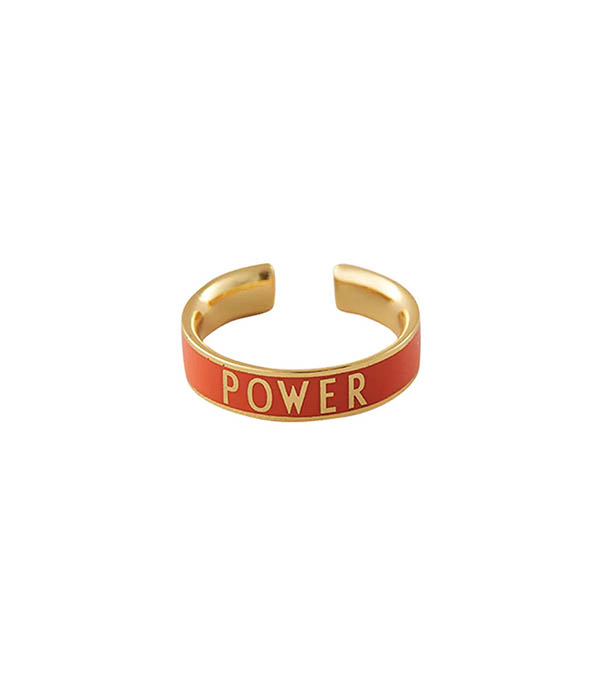Adjustable Ring Candy Word Power Orange Tiger Design Letters