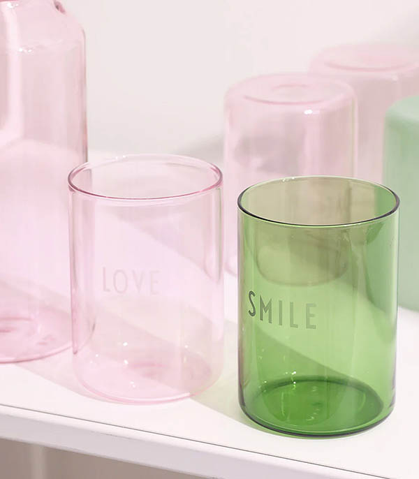 Verre Favorite Drinking Glass Love Pink Design Letters