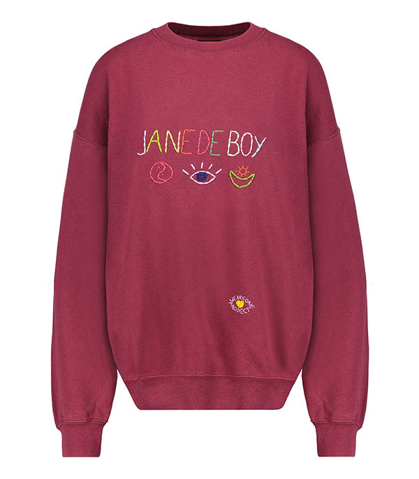 Vintage embroidered sweatshirt Jane de Boy Bordeaux We Are One Project - Size L