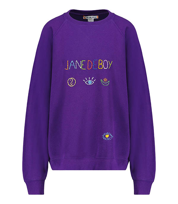 Vintage embroidered sweatshirt Jane de Boy Violet We Are One Project - Size L