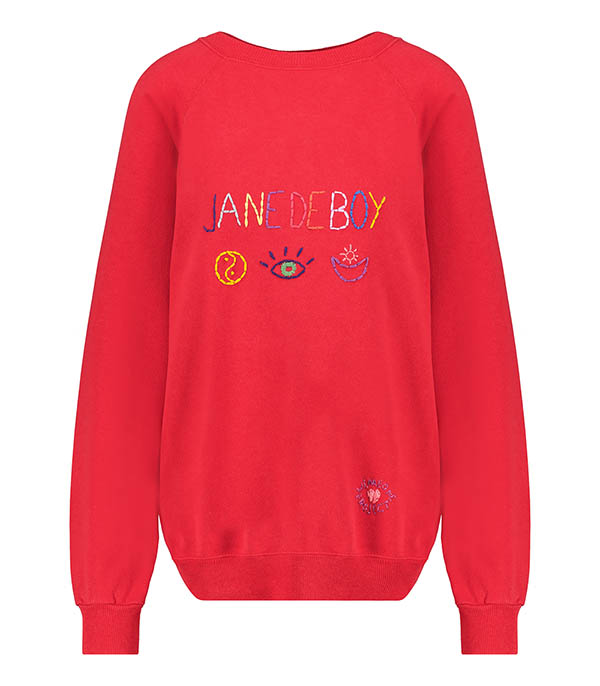Vintage embroidered sweatshirt Jane de Boy Red We Are One Project
