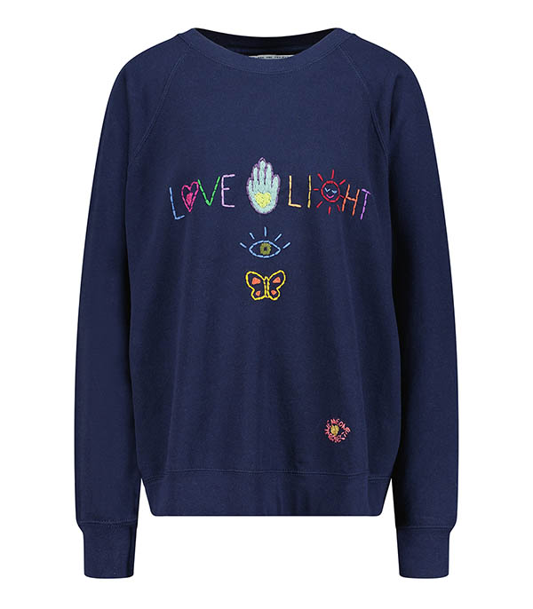 Sweat-shirt Vintage Brodé Love And Light Bleu Nuit We Are One Project - Taille L